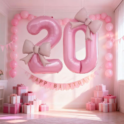 Bow Pink 0 Balloons, 40 Inch Giant Pink Bow Helium Foil Number 0 - Image 6