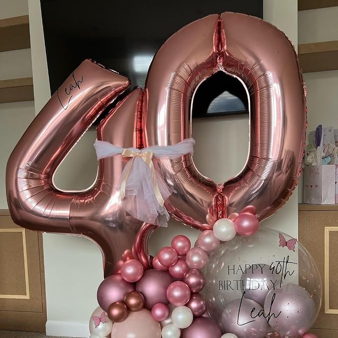 Rose Gold 40 Number Balloons, 40 Inch Big Giant Jumbo 40 Balloon Numbers Rose - Image 2