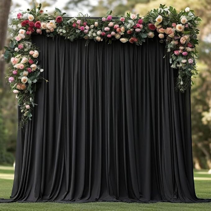 Wrinkle Free Black Backdrop Curtains by ENJOYYOURPARTY