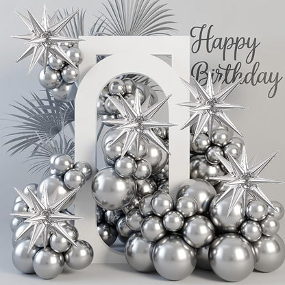 Silver Star Balloons, 22/27 Inch Silver Star Foil Balloons, Aluminum Foil - Image 4