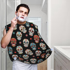 Beard Bib Apron for Men Shaving, Waterproof Non-Stick Hair Catcher with Suction Cups, Grooming Essential for Dad Husband, Day of The Dead Sugar Skull Shave Bib