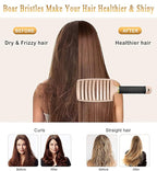 KTKUDY Detangling Brush Getting Knots Out without Pain - Boar Bristles Hairbrush Make Hair Shiny & Healthier Vented Detangler Brush for Women Men Kids Wet and Dry Hair