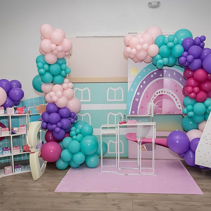 HILAVO Pink Purple Blue Balloons 60 Pcs Hot Pink Light Pink Teal Purple Latex - Image 6