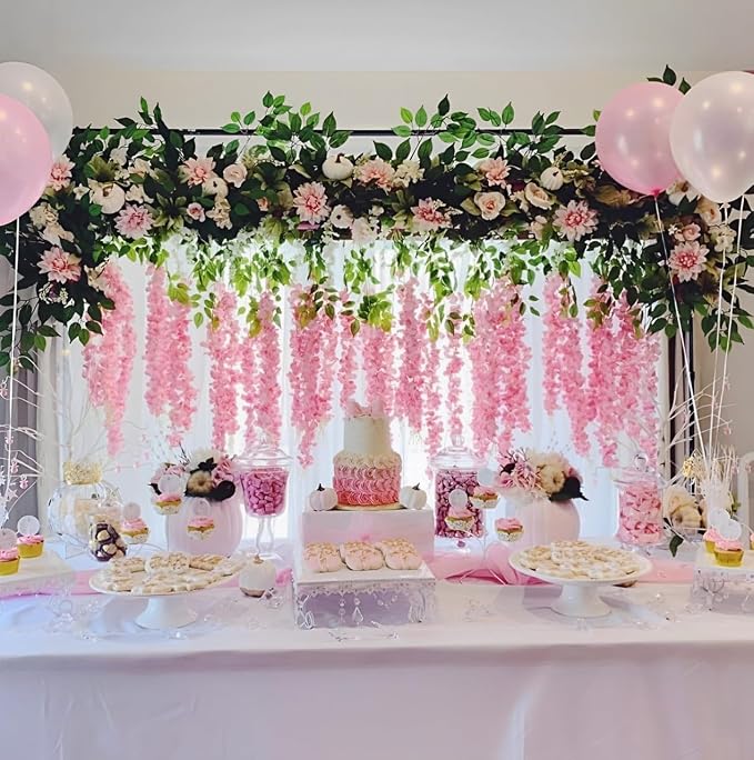 Artificial Wisteria Hanging Flowers-Fake Wisteria Flower Garland Silk Vines - Image 2