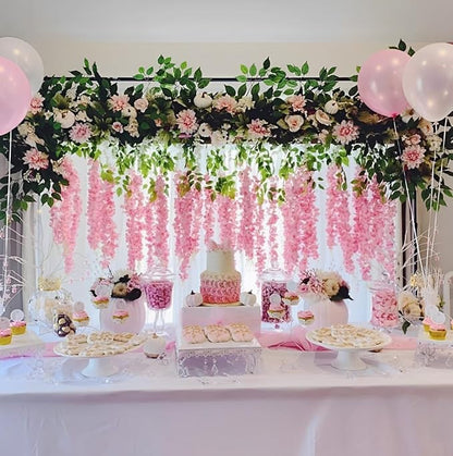 Artificial Wisteria Hanging Flowers Fake Wisteria Flower Garland Silk Vines - Image 2