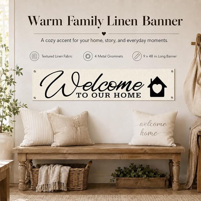 Welcome Banner Decor for Home, Rustic Wall Decor for Entryway, Welcome To Our - Image 3