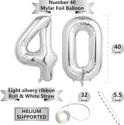 Number Balloons Silver Party Balloon - Image 2