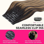 Lashey Seamless Clip in Hair Extensions Human Hair 110g 7pcs Kinky Straight Natural Black Mixed Chestnut Brown Clip insHair Extensions for Black Women 24 Inch Human Hair Clip in Extensions