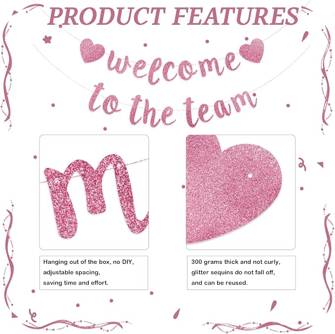 Welcome to the Team Banner Pre-Strung No DIY, Glitter New Employee Welcome - Image 3