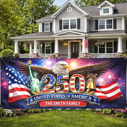 Personalized 250 Years of Freedom USA Banner 1776-2026, Patriotic American by LOVELYPOD