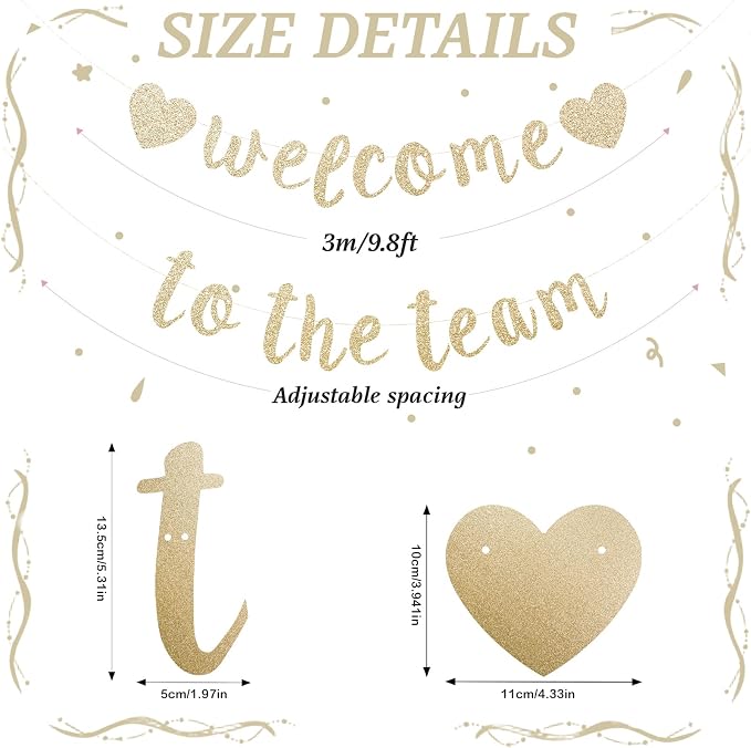 Welcome to the Team Banner Pre-Strung No DIY, Glitter New Employee Welcome - Image 2