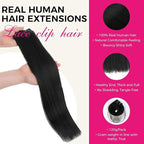 Lashey Clip in Hair Extensions 7pcs 120g #1 Jet Black Straight Human Hair Clip in Extensions for Women 16 Inch Thick Hair Extensions with Full Ends