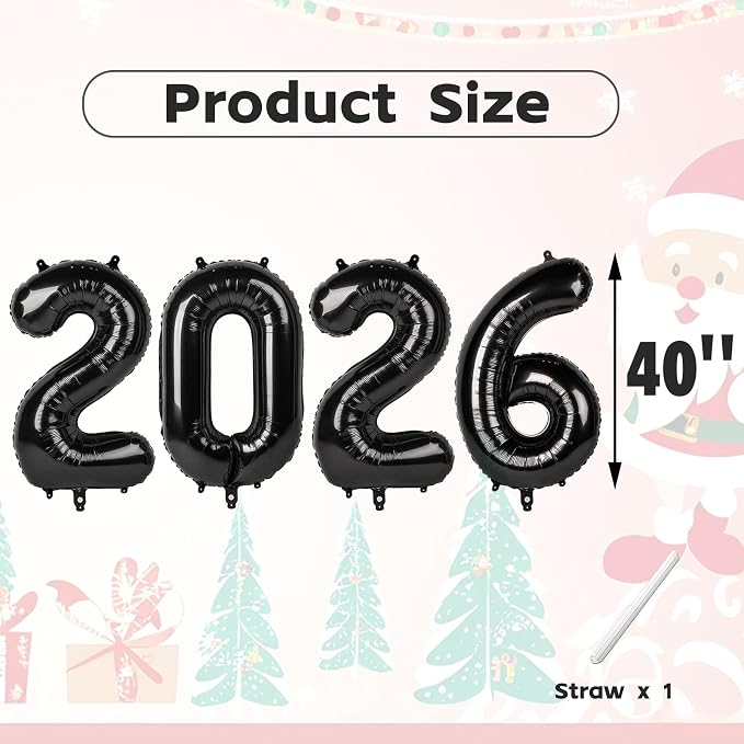 2026 Balloon Numbers Party Decorations, 40In Black Balloons - Image 5