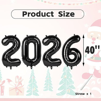 2026 Balloon Numbers Party Decorations, 40In Black Balloons - Image 5