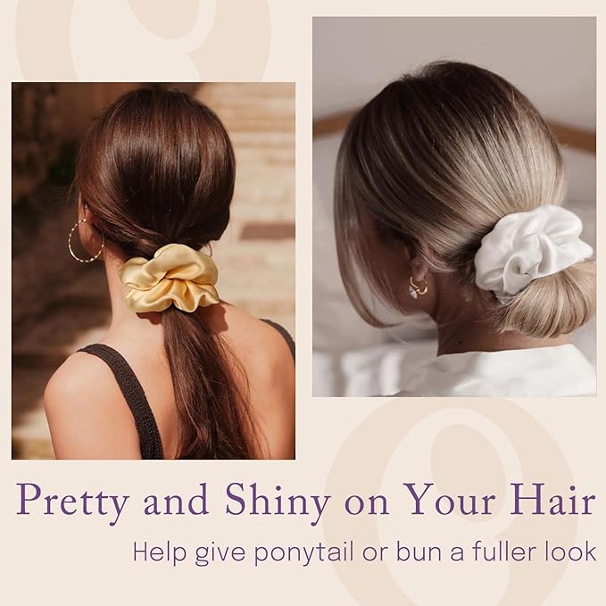 OLESILK Silk Scrunchies Oversized 100% Mulberry: Large for Women& Girls Long Thick Hair, Soft Smooth for No Damage Hair Care Sleeping