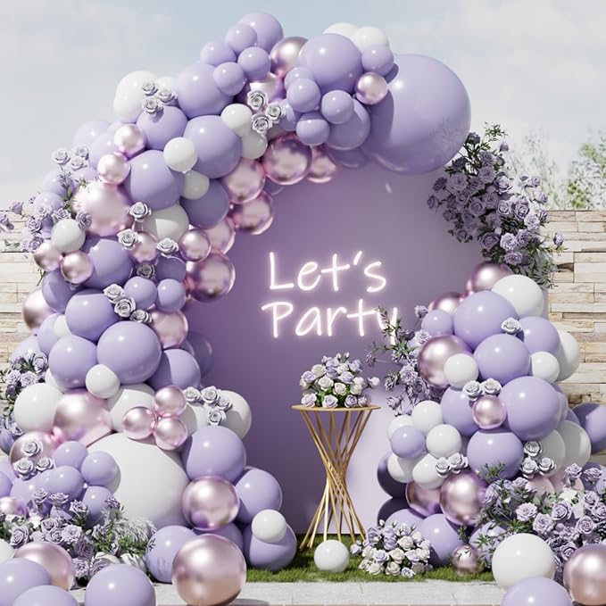 RainbowQ 165 Pcs Light Purple Balloons Arch Kit Different Sizes Garland | - Image 4