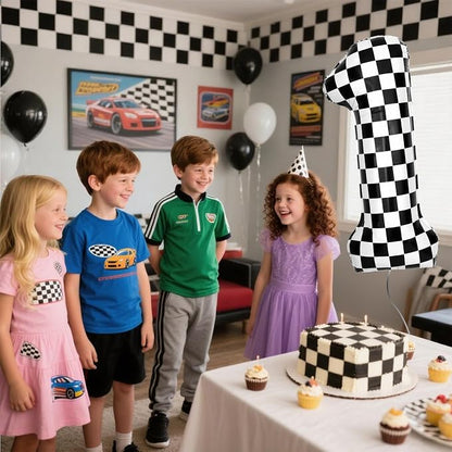 40 Inch Checkered 1 Balloons, Boys Girls Racing Car Track Theme Supplies - Image 6