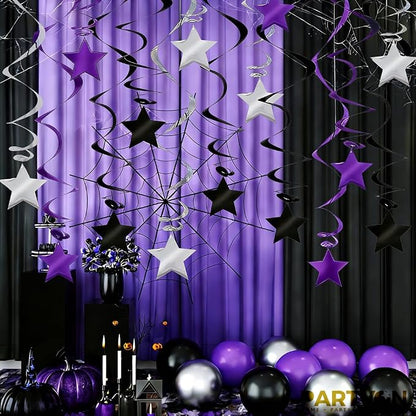 Purple Black Silver Hanging Swirl Decorations - Image 5