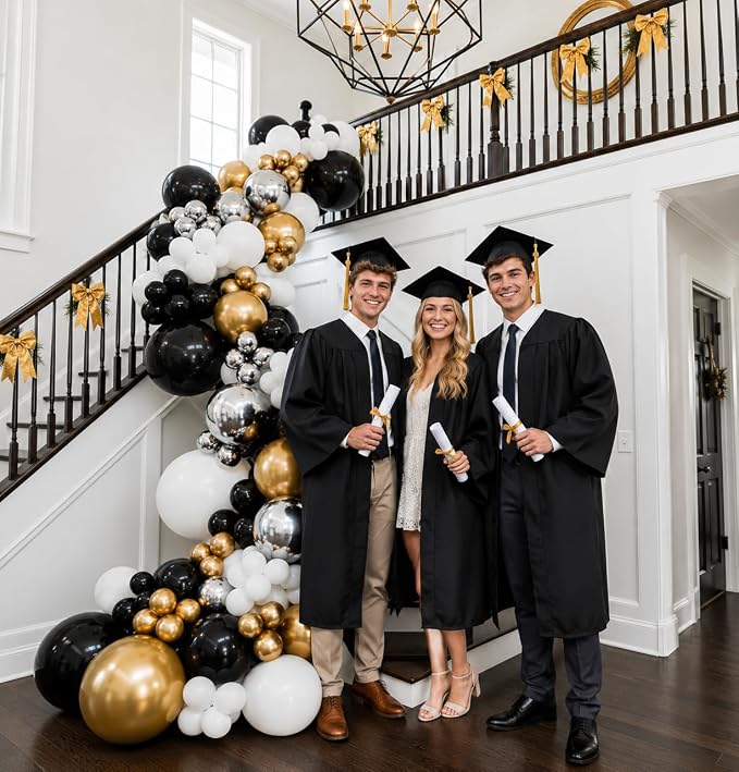 Black Gold Balloons, 60 Packs 12 Inch Black White and Gold Latex Balloons - Image 6