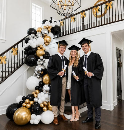 Black Gold Balloons, 60 Packs 12 Inch Black White and Gold Latex Balloons - Image 6