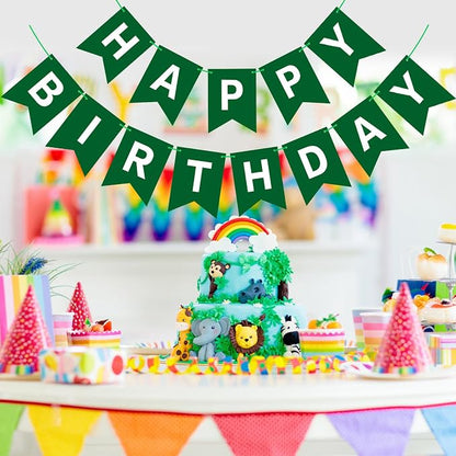 Hooqict Happy Birthday Banner Dark Green Birthday Party Decorations Green Party - Image 3