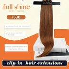 Full Shine Seamless Hair Extensions Clip in Copper Brown Clip in Hair Extensions Brown Seamless Clip ins Straight Brazilian Hair Ease of Use 14 Inch 8 PCS 120 G