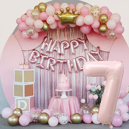 Light Pink Number Balloon 7, 40 Inch Large Self Inflating 7 Foil Number - Image 3