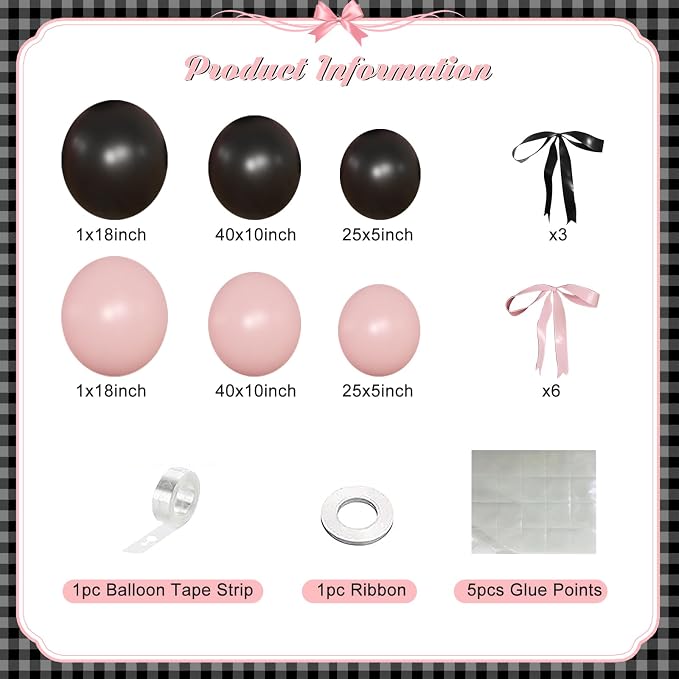 141Pcs Pink and Black Balloon Arch Kit, Birthday Decorations | Pink and Black - Image 5