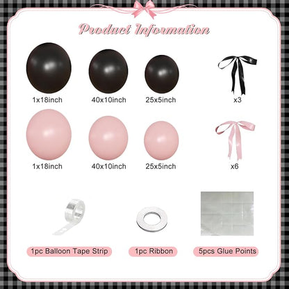 141Pcs Pink and Black Balloon Arch Kit, Birthday Decorations | Pink and Black - Image 5