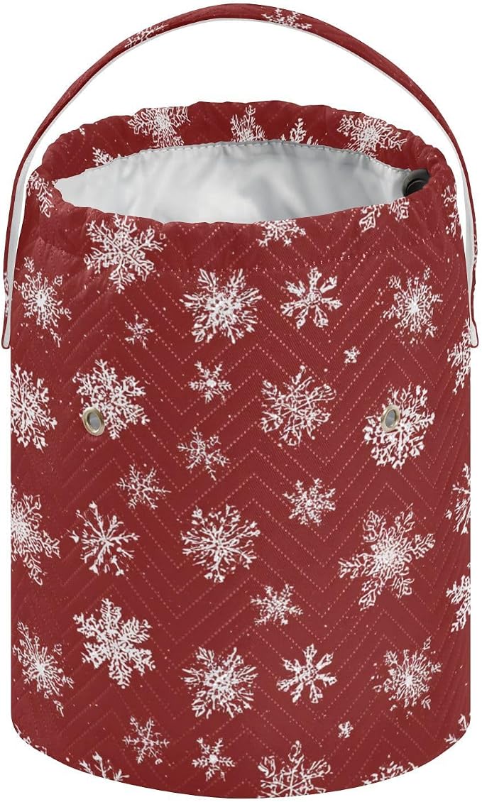 Red Christmas Snowflake Yarn Bag Small Crochet Bag Drawstring Yarn Storage - Image 2