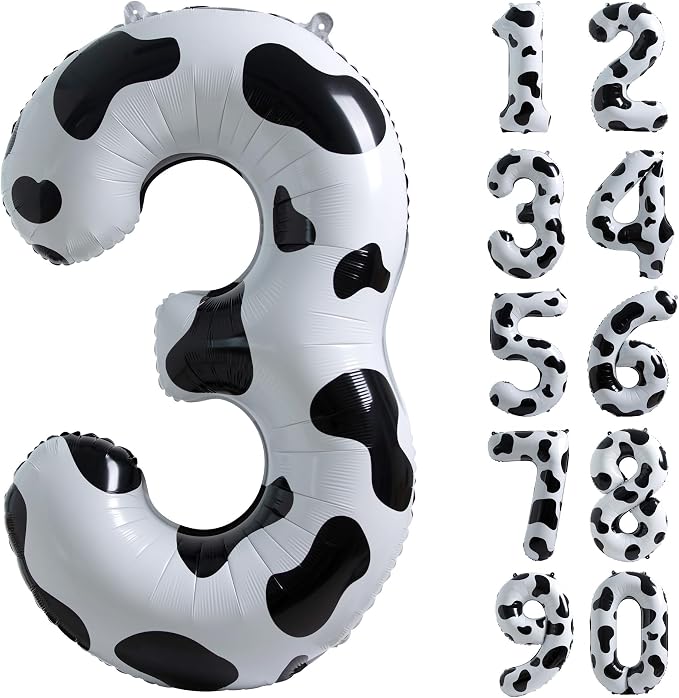 Cow Print Number 3 Balloon, Large 40 Inch Cow Number Birthday Balloons | Helium by Exquisitehighqualitypartydecorationstomeetyoureveryneed%EF%BC%81