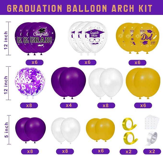 Purple and Gold Graduation Decorations 2026, Graduation Decorations Set of 4 - Image 3