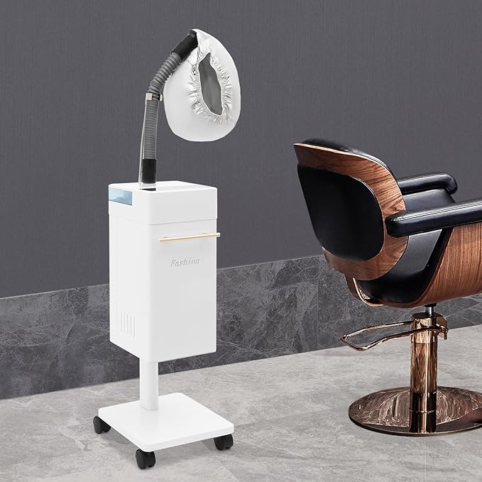Professional Vertical Nano Hair Steamer, 110V 650W Salon-Grade Steam Machine with 360° Mobility Base, Hair Oil Treatment Equipment for Spa & Home Use, Commercial Steam Therapy System (White)