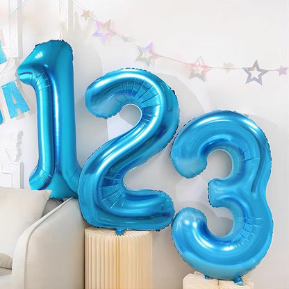 40 Inch Blue Number Balloons, Helium Mylar Foil Number Balloons - Image 6