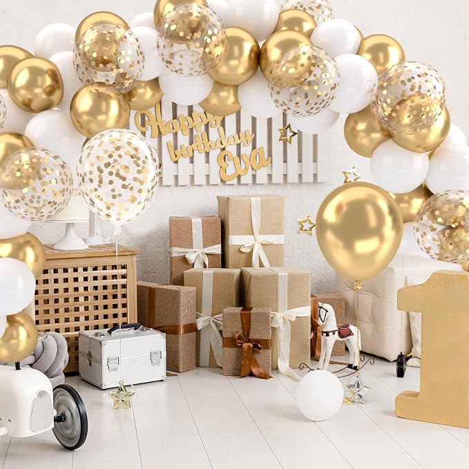 Patimate White and Gold Balloons Set - Image 7