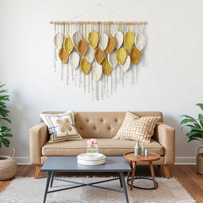 Large Macrame Wall Hanging Boho Woven Tapestry Bohemian Farmhouse Wall Art | - Image 3