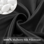 Adubor Silk Pillowcase for Hair and Skin with Hidden Zipper, Both Sides 23 Momme Silk Pillow Case, Queen Size 20×30 inches, Black, 2PCS