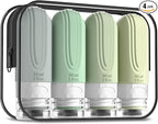 Travel Bottles for Toiletries, Tsa Approved 2oz Travel size Bottles, BPA Free Leak Proof Travels Toiletry Containers, Traveler Accessories with Toiletry Bag for Shampoo Liquid (4 Pack)