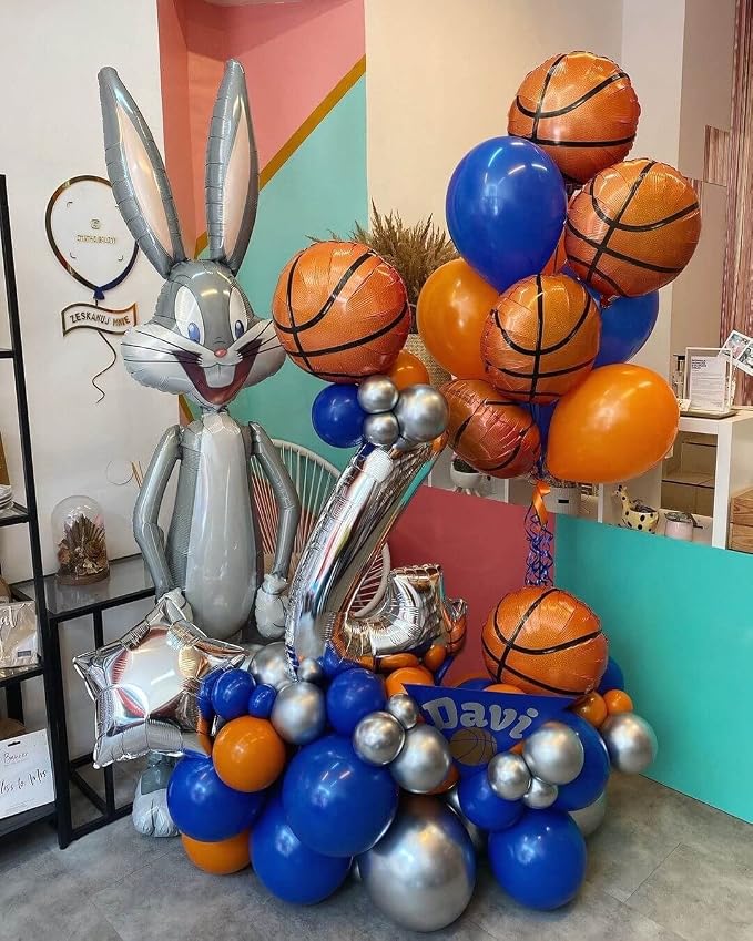 10 Pack 18 Inch Basketball Foil Balloons Helium Metallic Mylar Balloons - Image 4