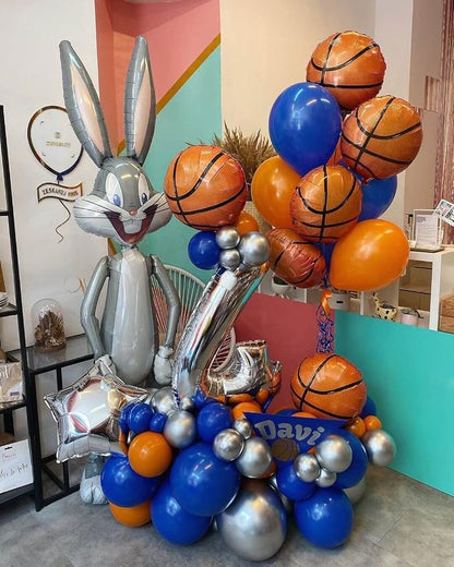 10 Pack 18 Inch Basketball Foil Balloons Helium Metallic Mylar Balloons - Image 4