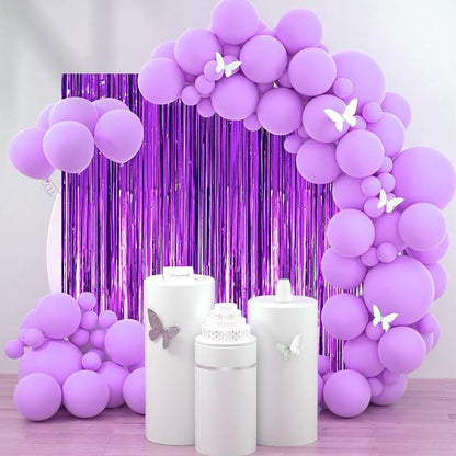 Voircoloria Purple Foil Fringe Backdrop Curtains, 2 Pack | Tinsel Streamers - Image 7