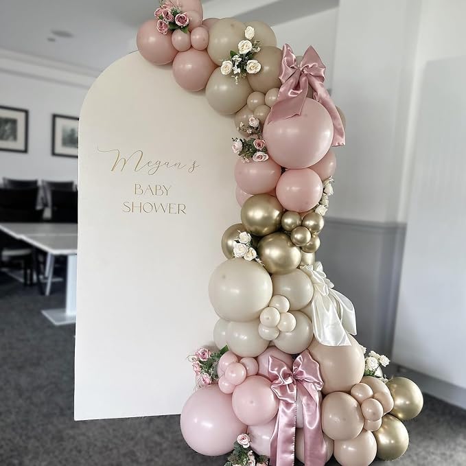 Dusty Pink White Balloons Pale Pink Beige Gold Balloon 12inch Metallic - Image 8
