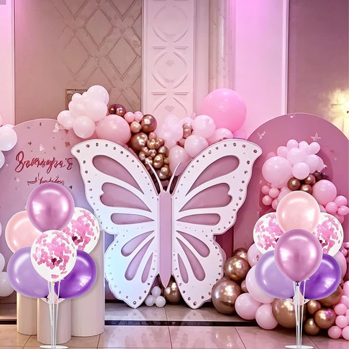 TONIFUL 4 Metallic Purple Pink Balloon Stand Balloon Centerpieces - Image 5