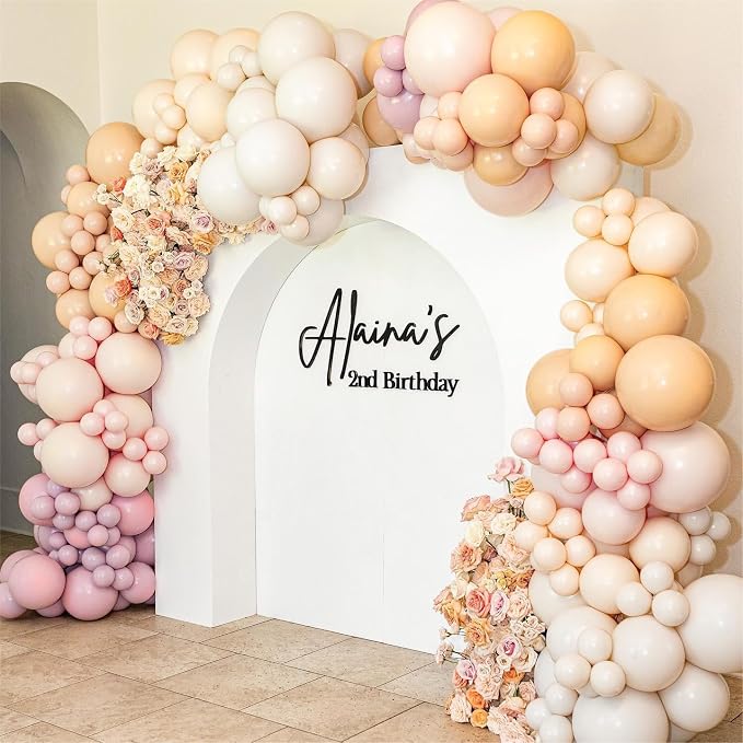 Beige Blush Pink Double Stuffed Balloons Different Size 115Pcs 5/10/12/18" - Image 5