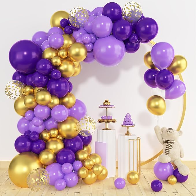 Amandir 153pcs Purple and Gold Balloons Arch Garland Kit, Different Sizes 18 12 - Image 4