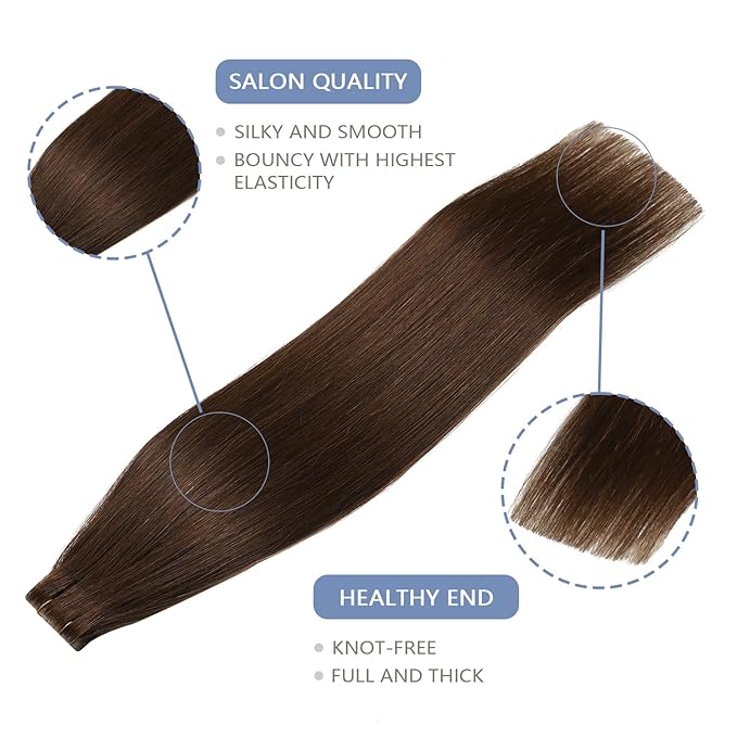 COOKAYU Invisible Tape in Human Hair Extensions, 18Inch 20pcs 40g Medium Brown Injected Tape in Hair Seamless Invisi Edge Extensions