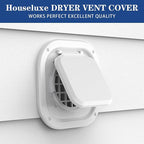 Dryer Vent Cover Outside 4 inch, Magnetic Door Design, Durable Airflow Vent with Lint Trap Screen, Thickened Material, 7 inch x 7 inch Size, White