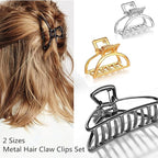 8 Pieces Metal Hair Claw Clips Set, Includes 3 Inches Large Size Hair Catch Barrette Jaw Clamp and 1.57 Inches Small Half Bun Hairpins for Women, Hair Accessories