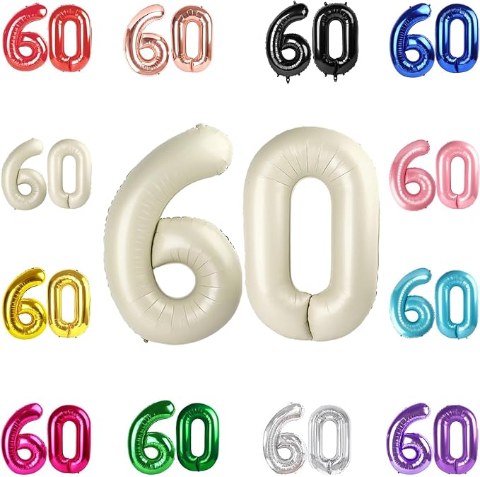 Cream Number 60 Balloon 40 Inch by IWERP