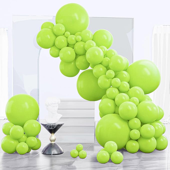 PartyWoo Lime Balloons 140pcs Green Light Green Color 18 12 10 5 Inch | 18 12 by PartyWoo
